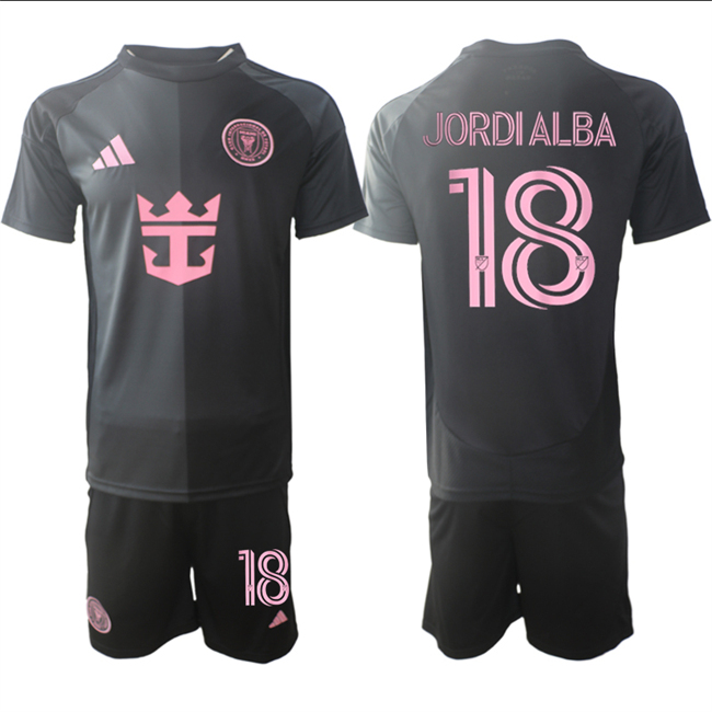 Men's Black Inter Miami CF #18 Jordi Alba 2025 Away Soccer Jersey Suit